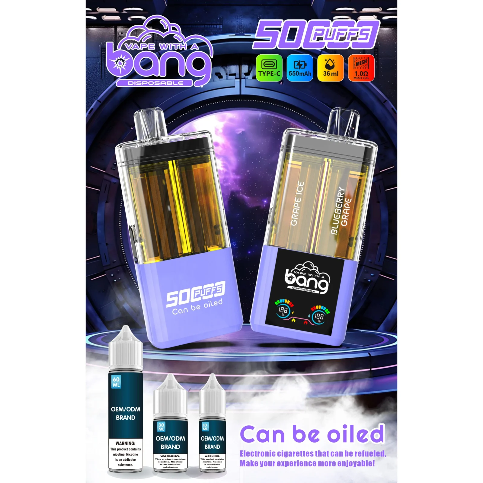 Wegwerp E Sigaret Bang 50000 Puffs Refillable Vape Dubbele Smaak - Image 2