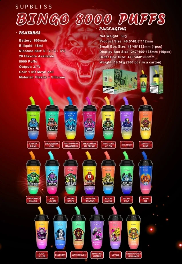 Wegwerp E-sigaret RandM Supbliss Bingo 8000 Puffs Vape - Image 2