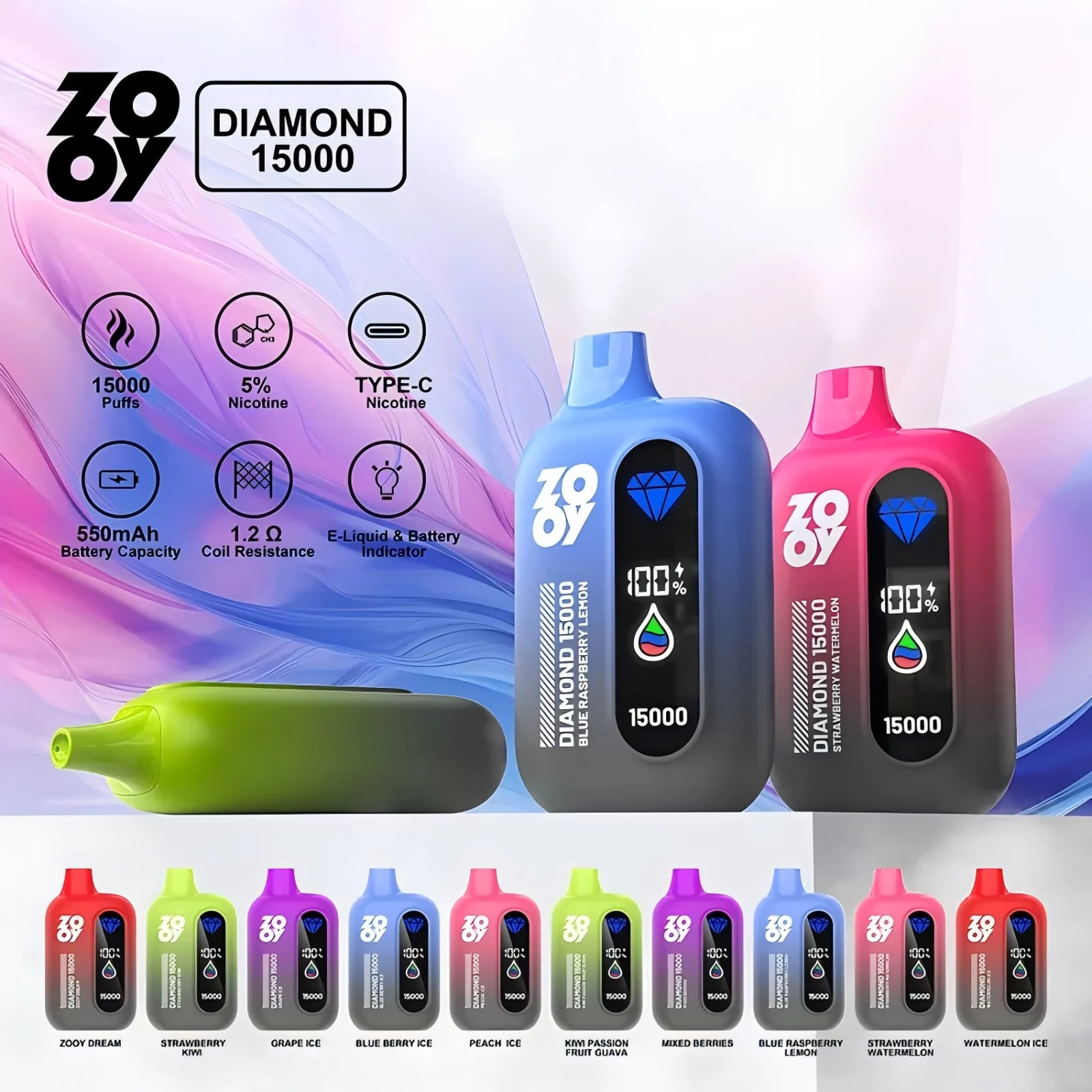 Wegwerp E Sigaret ZOOY Diamond 15000 Puffs Vape - Image 2